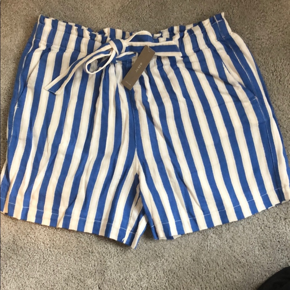 JCrew Tie waist striped shorts